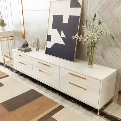 Light luxury bedroom TV cabinet Master bedroom modern simple paint white coffee table TV cabinet combination living room small apartment