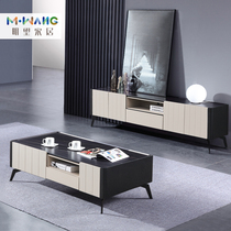 Solid Wood TV cabinet American light luxury Rock Board coffee table TV cabinet combination living room modern simple paint floor cabinet Italian style