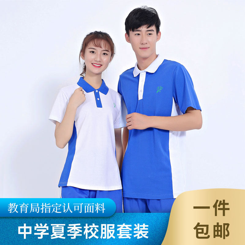 Shenzhen School Uniform Pure Cotton Middle School Students School Uniform Summer Clothes Men And Women Short Sleeves T-shirt Sports Suit Quick Dry Bacteriostatic-Taobao
