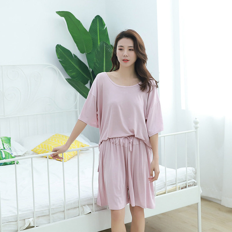 Large size loose fat m200 catties short-sleeved shorts modal cotton sexy pullover pajamas homewear suit female summer