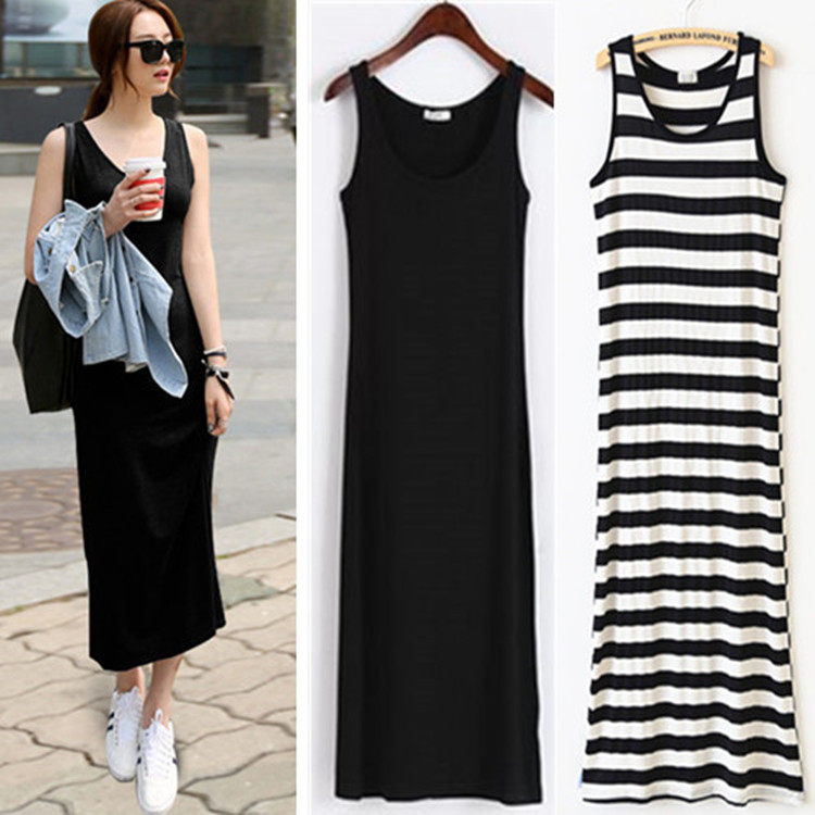 Korean version of spring and summer thin section modal cotton bottoming dress girl student sleeveless vest mid-length ice silk nightdress