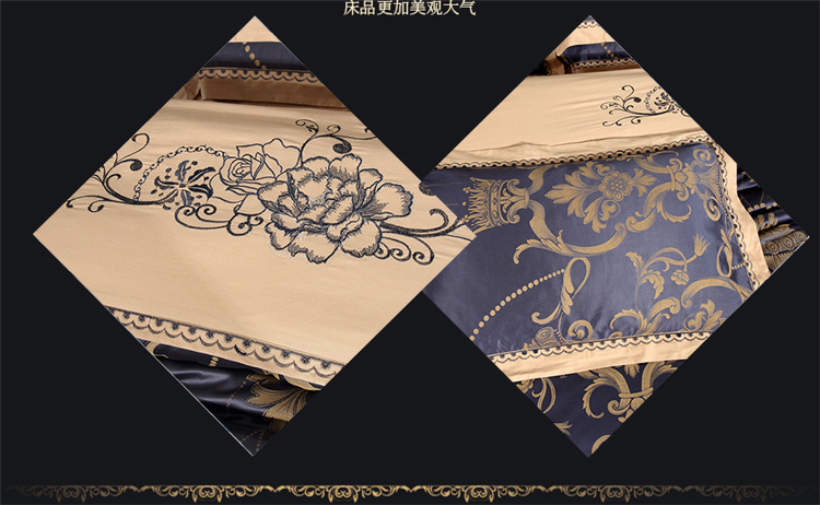 Cao cấp giường phong cách châu Âu Bốn 1.8 jacquard bông satin bông chăn đúp sang trọng Khăn 2.0 - Bộ đồ giường bốn mảnh chăn ga gối everon