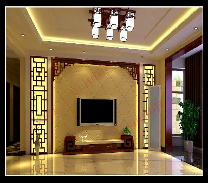 Dongyang khắc gỗ Trung Quốc TV nền tường trang trí bằng gỗ lưới hollow lưới cửa và cửa sổ cửa sổ phân vùng màn hình