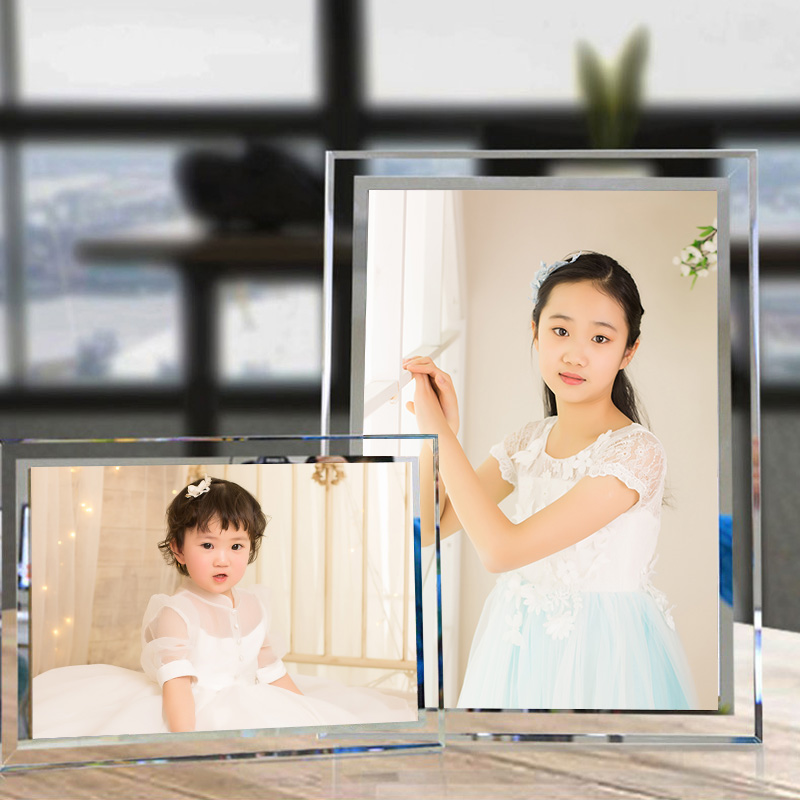 Crystal photo frame transparent glass pendulum table 6 6 7 7 8 inch 12 photo frame A4 Authorization certificate Award-shaped framed wall-mounted wall 5-Taobao