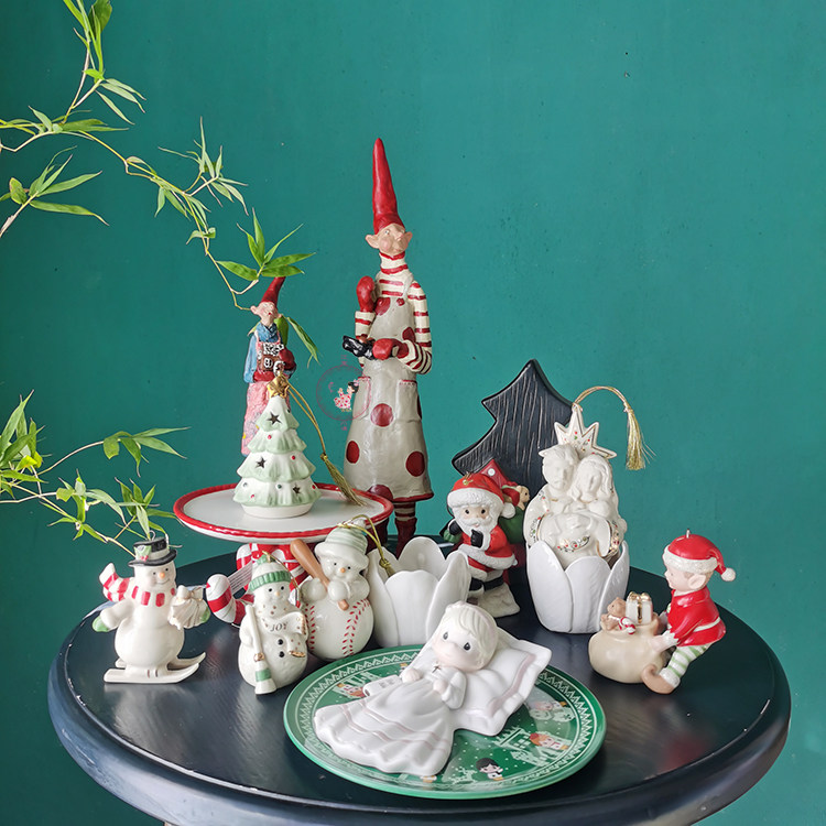 Boutique collection Foreign trade Christmas series Christmas old people snowman Christmas tree Christmas tree green fruit angel ceramic pendulum decorated pendant
