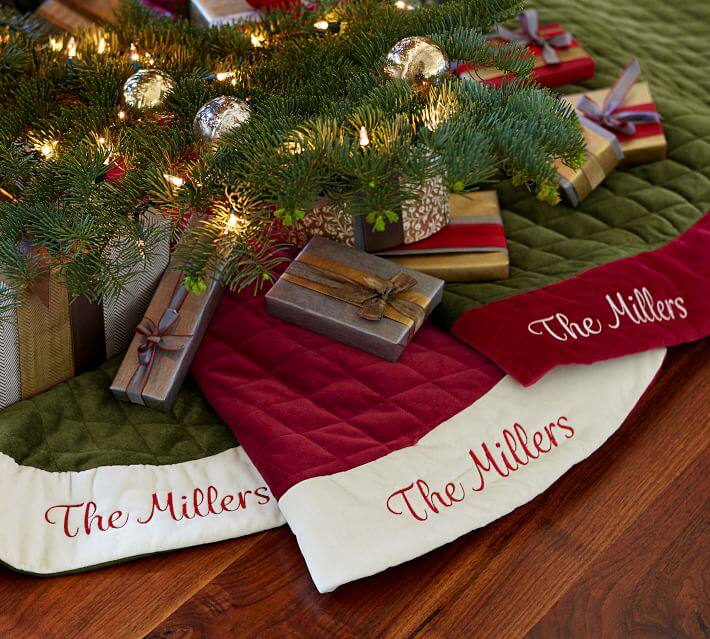 European and American countryside Christmas tree skirt parquet decoration ground floor cushion tablecloths with versatile custom embroidered printed literal logo