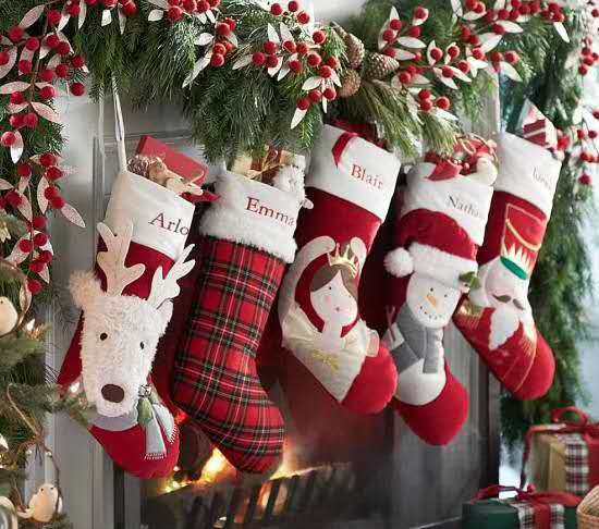 American vintage velveteen embroidered Christmas socks gift bag Christmas stocking embroidered name LOGO