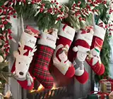 Американская синхронная ретро -платформа вышивая рождественские запасы подарочный пакет рождественский логотип с логотипом с рождественскими чулками