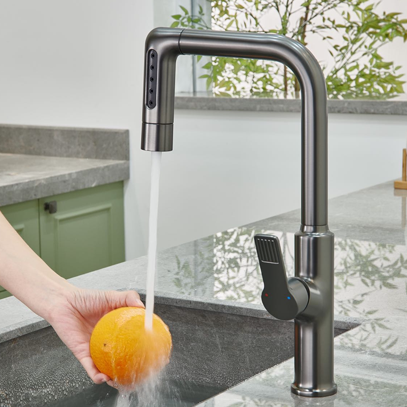 German Kitchen Faucet Pull-Out Sink Hot and Cold Dishwashing Sink Basin Sink Balcony Rotating Multi-Functional Faucet
