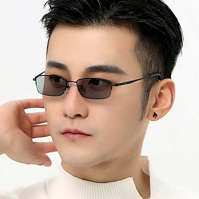 Men with color discoloration glasses can be assembled by myopia black sunglasses round face anti - blue - anti - UV sunglasses 9865