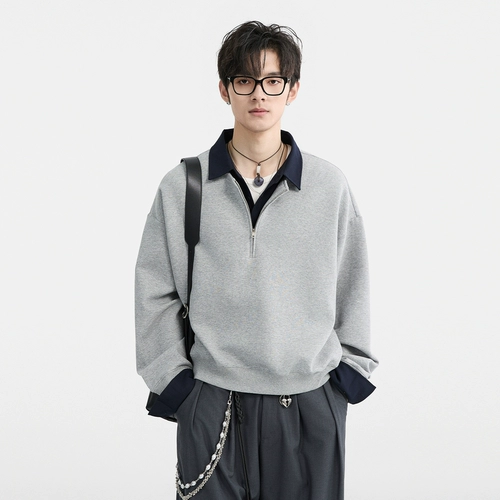 Рубашка, дизайнерский весенний комплект, толстовка с молнией, оверсайз, на молнии