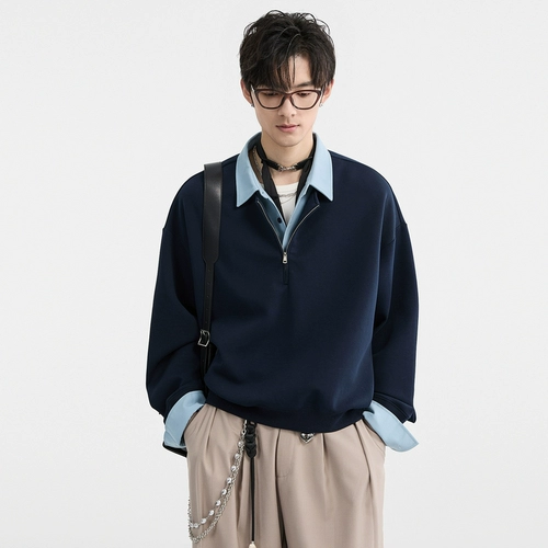 Рубашка, дизайнерский весенний комплект, толстовка с молнией, оверсайз, на молнии