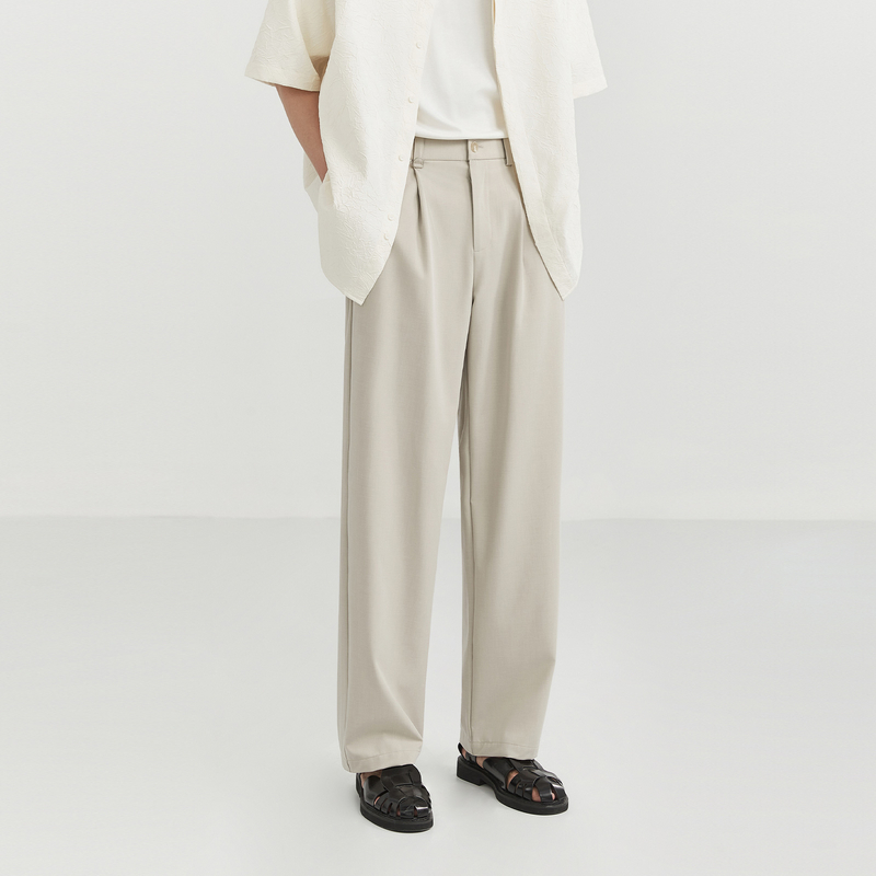 【テンセルアセテート薄手涼感】アールズーメンズ25夏デザインストレートカジュアルパンツ韓国風パンツ