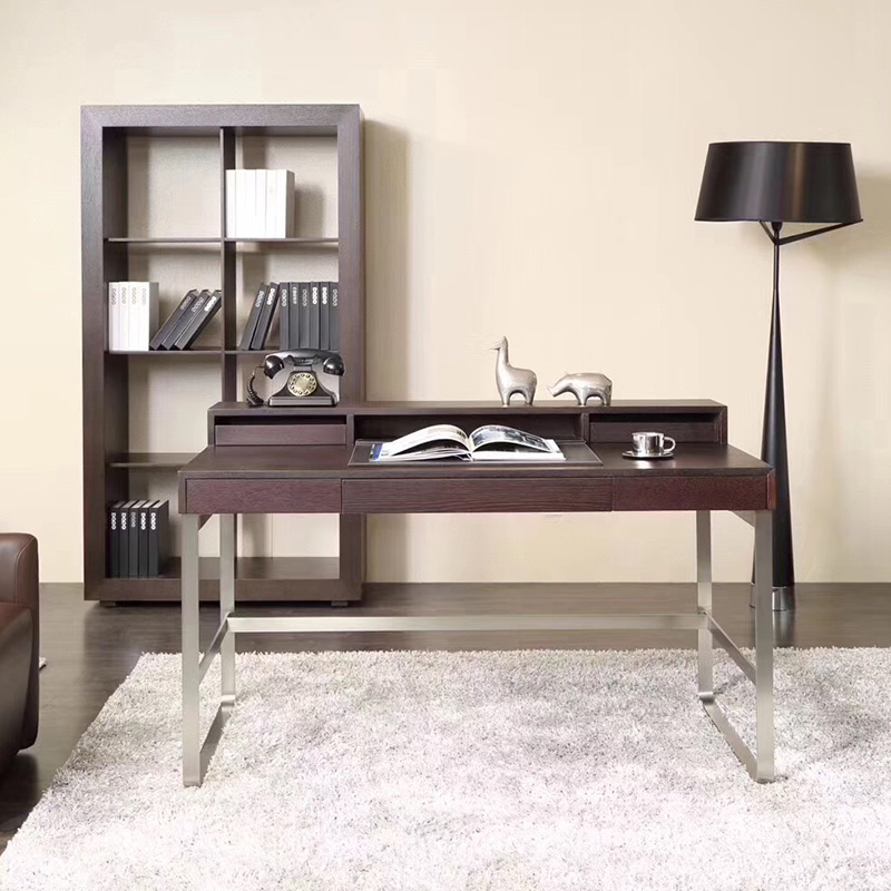 Role Model Full Solid Wood Desk Bookshelf Combined American Minimis Modern Nordic Style Home Computer Desk