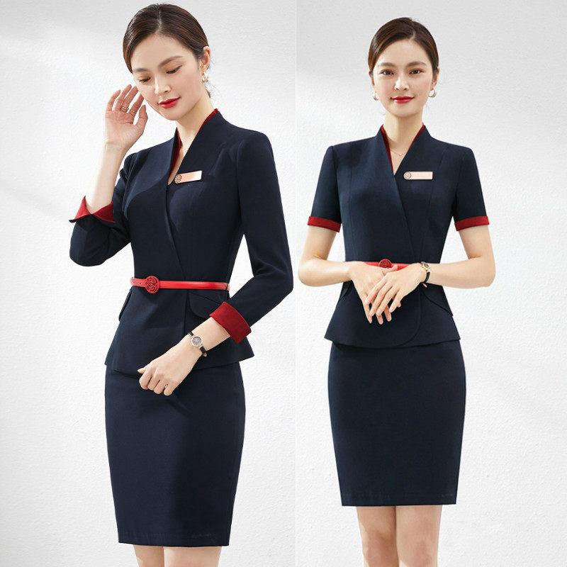 Professional Suit Suit Women Naira Flight Attendant Uniform Temperament Customer Service Hotel Front Desk Medical Beauty Salon Work Suit Dress-Taobao