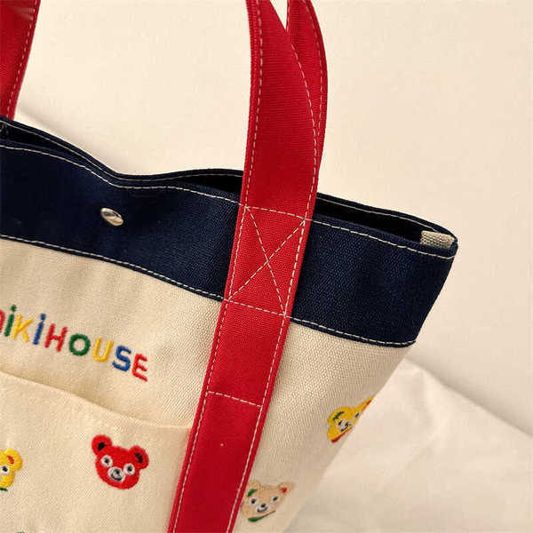 Yibena Mummy Canvas Bag Contrast Color Mother Bag Handbag Baby Diaper Bag Mother Portable Bag Bucket Bag — 3