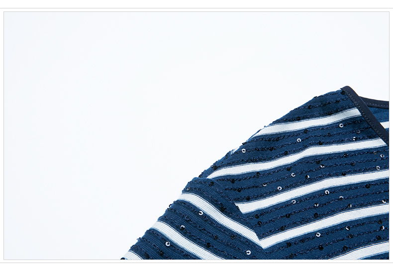 FUFEN Fufen 2019 mùa hè ngắn tay nữ sọc áo thun năm điểm tay áo sequin mỏng ZS-12919 - Áo phông các mẫu áo thun dài tay nữ đẹp
