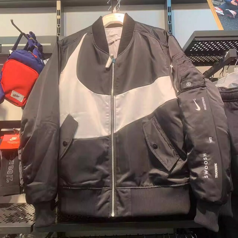 Nike Men's Winter Reversible Baseball Uniform Bomber Cotton Jacket Dd6056-010 Nike Men's Winter Reversible Baseball Uniform Bomber Cotton Jacket Dd6056-010