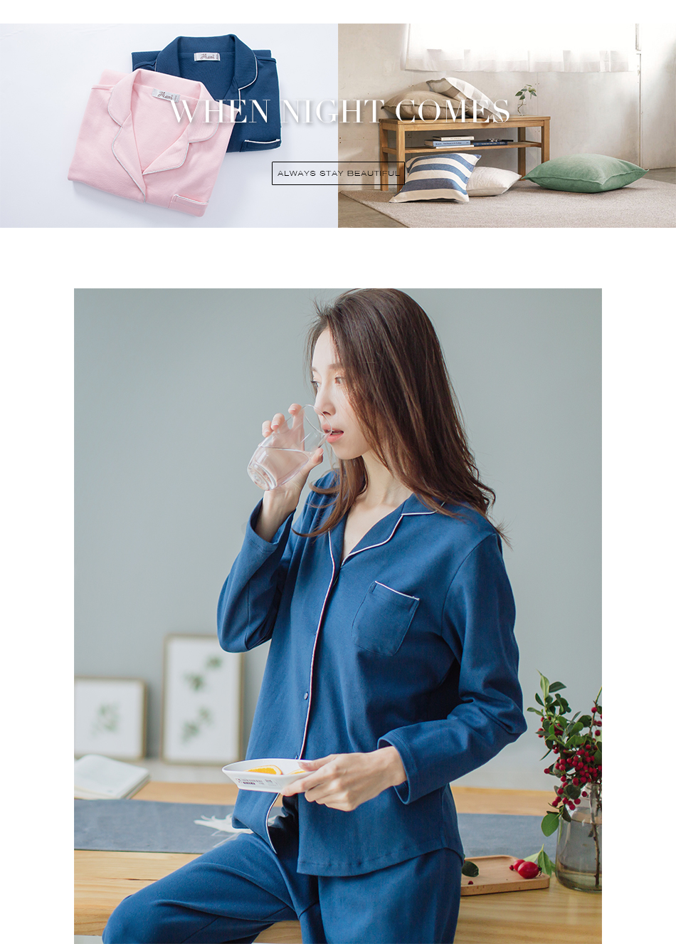Top bộ đồ ngủ đôi cotton mùa xuân và mùa thu màu rắn phục vụ tại nhà phù hợp với nữ hàng đầu dưa phiên bản Hàn Quốc của cặp ve áo 襟 nam bộ đồ ngủ ngộ nghĩnh