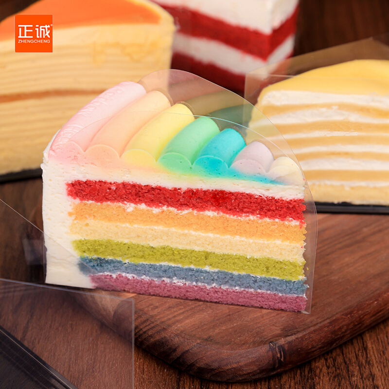 Authentic mousse with transparent plastic No word Triangle rectangular small cake cut West Point cut with a hard surrounding edge