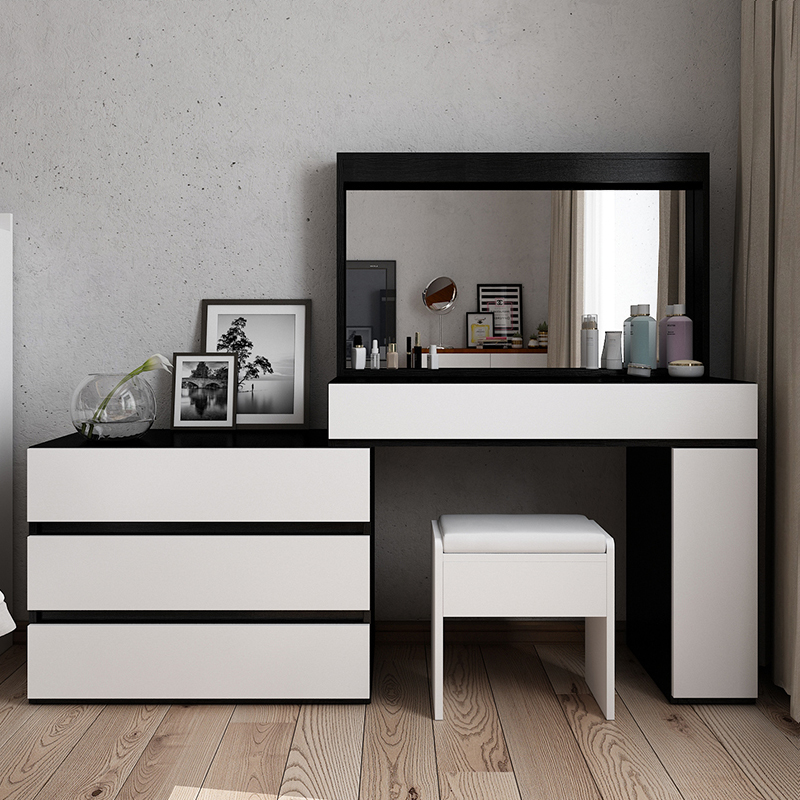 Simply modern bedroom dresser customized folding large-capacity combined makeup table black and white makeup table