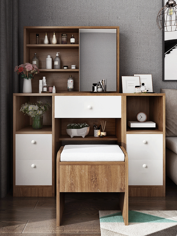 Dressing table storage cabinet One-piece Nordic multi-functional bedroom storage cabinet Simple modern large capacity makeup table