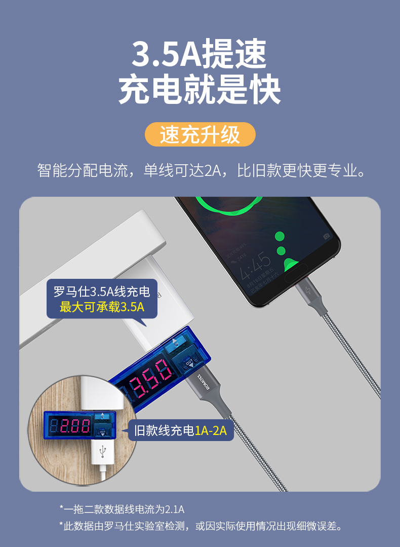 【罗马仕旗舰店】三合一快充数据线