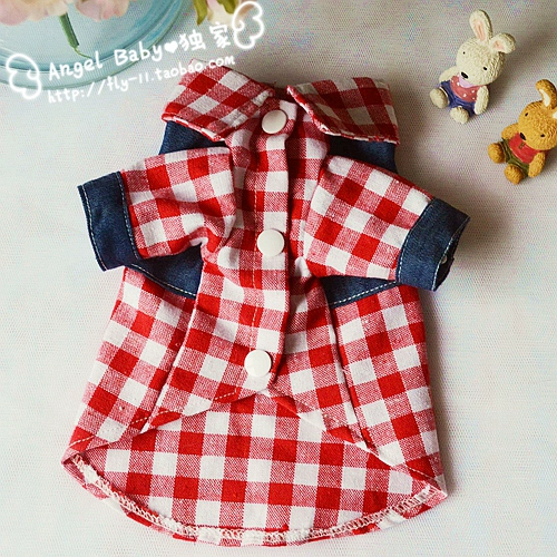 Áo sơ mi kẻ sọc denim quần áo chó con chó mùa xuân Quần áo thú cưng quần áo mùa xuân và quần áo mùa hè có thể được tùy chỉnh - Quần áo & phụ kiện thú cưng áo cho poodle