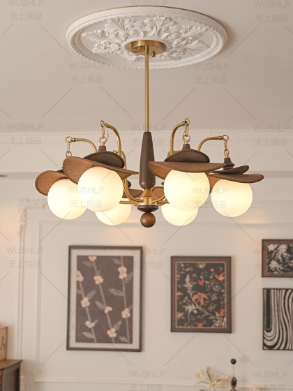 Magic Bean Chandelier Living Room Main Lamp Medieval French Retro Hall Restaurant Bedroom Lamp Solid Wood Lamps Supreme Quality