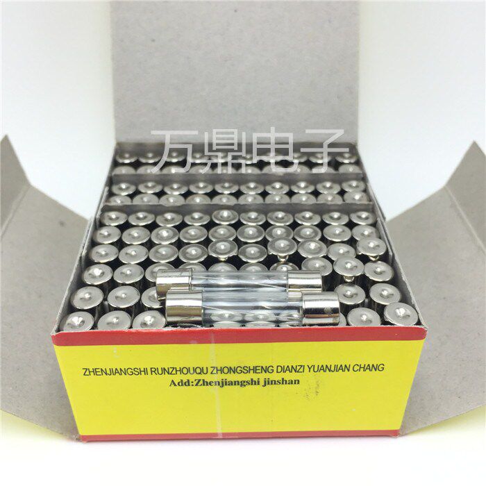 6×30mmガラスヒューズ100個入りボックス、1/2/3/5/6/8/10/15/20A 250V 6X30