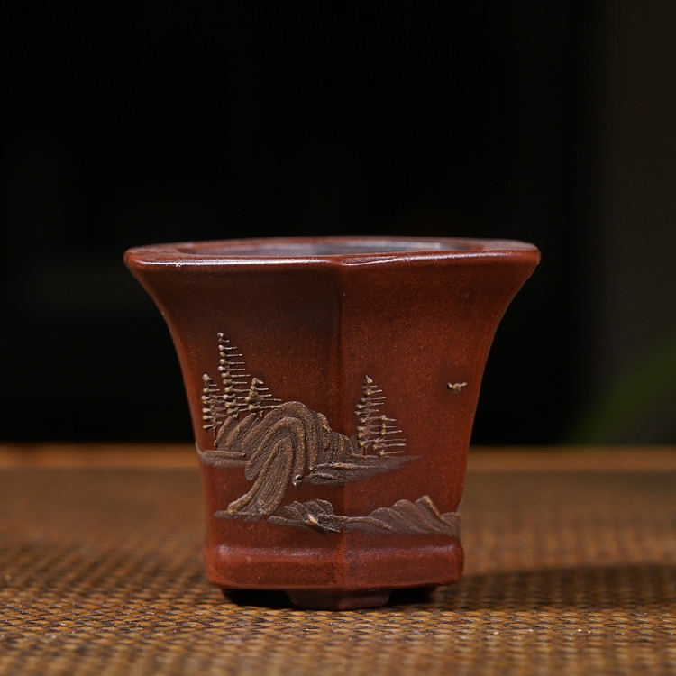 The Purple Sand All Hand Made Folk Clay Painting Small Flower Pots Old Objects Purple Sand Bouquets Flower Pot Special Flower Pots Special Price