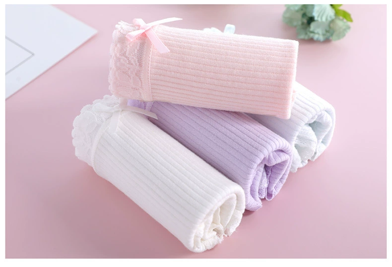 4 quần lót sau khi mặc cotton cao eo cotton kích thước lớn phụ nữ ren không có dấu vết kháng khuẩn thoáng khí tháng quần short đầu