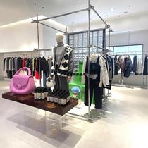 Clothing store display rack wall shelf industrial style scaffolding stainless steel floor-standing island rack display hanger