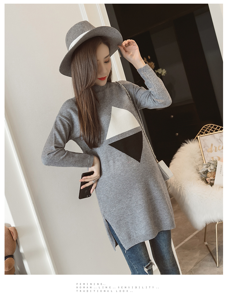 Bà bầu mặc mùa đông cộng với áo len cashmere dày nhung rộng kích cỡ áo sơ mi nữ mang thai ấm áp váy áo bà bầu