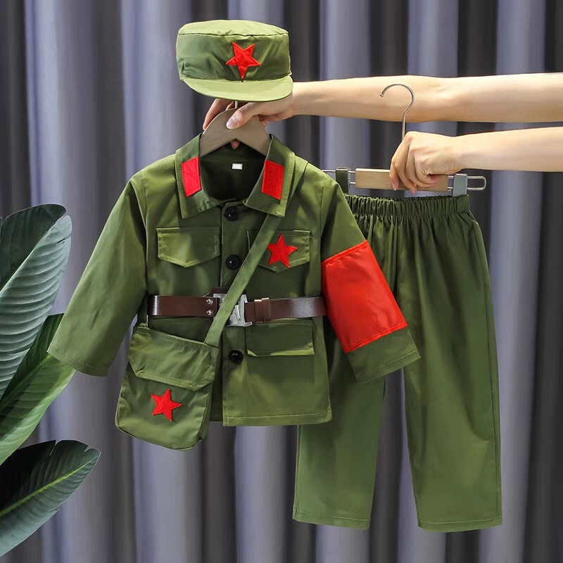 Children's Military Uniforms, Spring and Autumn Eighth Route Army Little Red Army Performance Costumes, Boys' Military Training Uniforms, People's Liberation Army Summer Suits Children's Military Uniforms, Spring and Autumn Eighth Route Army Little Red Army Performance Costumes, Boys' Military Training Uniforms, People's Liberation Army Summer Suits