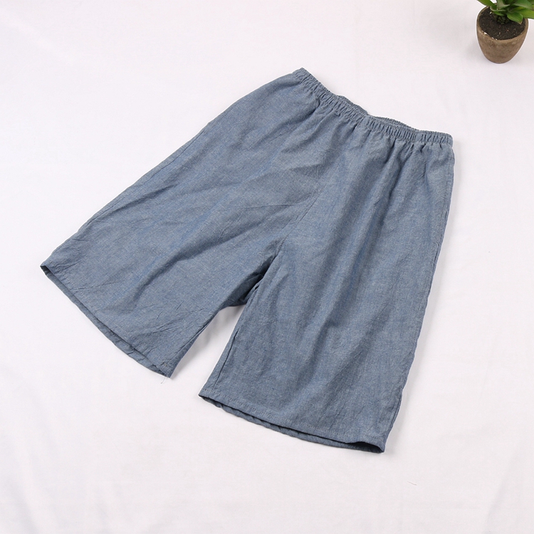 Cotton nhà quần short màu rắn vài người đàn ông và phụ nữ đồ ngủ mùa hè Nhật Bản phần mỏng mặc nhà cỡ lớn thoải mái lỏng lẻo quần jean ống rộng nam