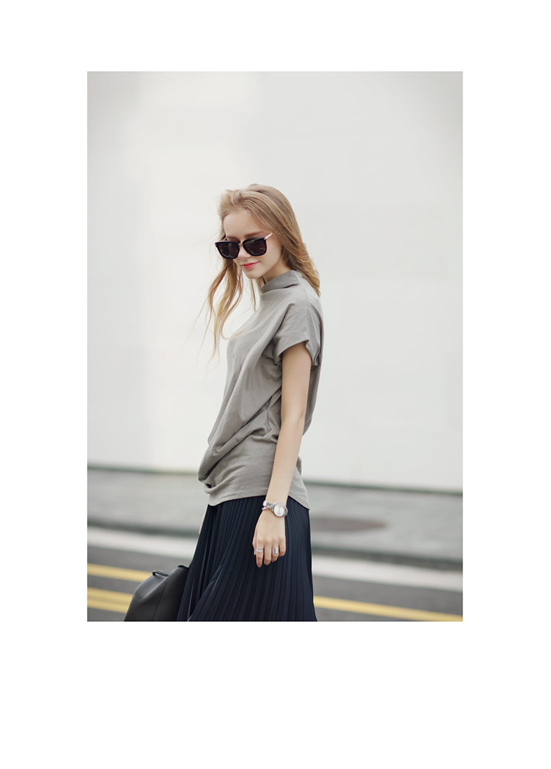 小衫女2018新款女装春装宽松纯棉半高领打底