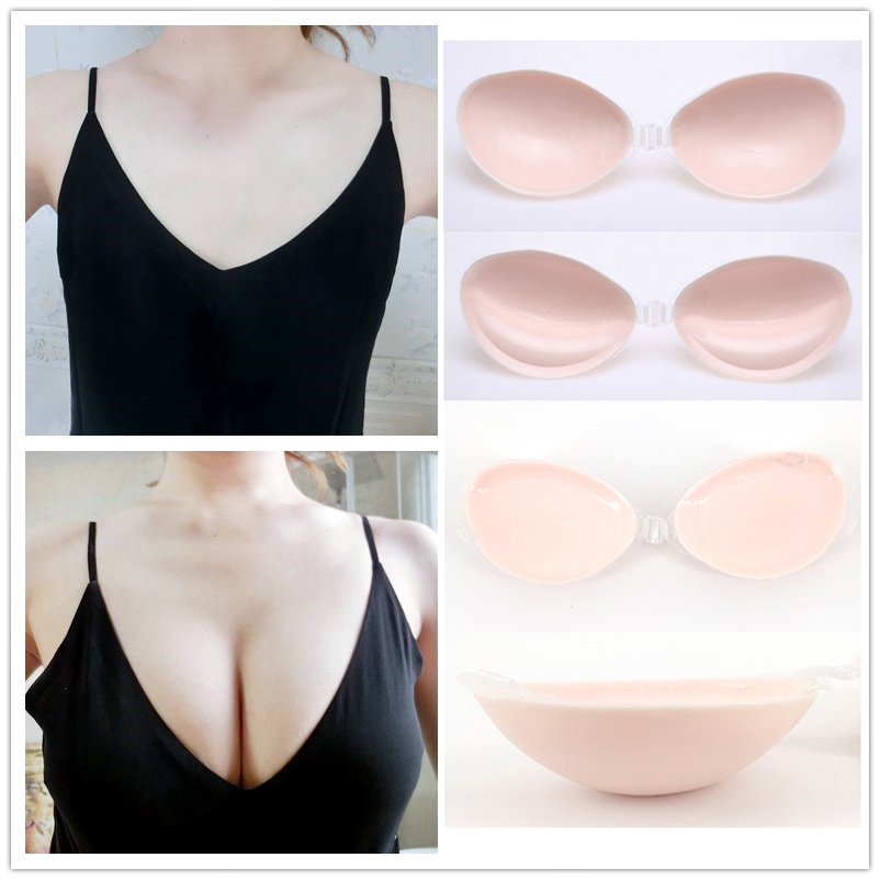 2 pieces of foam ultra-light chest stickers gathered thickened underwear bra silicone skin invisible bra cosplay wedding dress