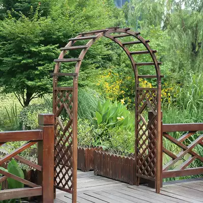 Arch flower rack climbing pergola anticorrosive wood arch carbonized outdoor courtyard grape rack moon season solid wood garden door