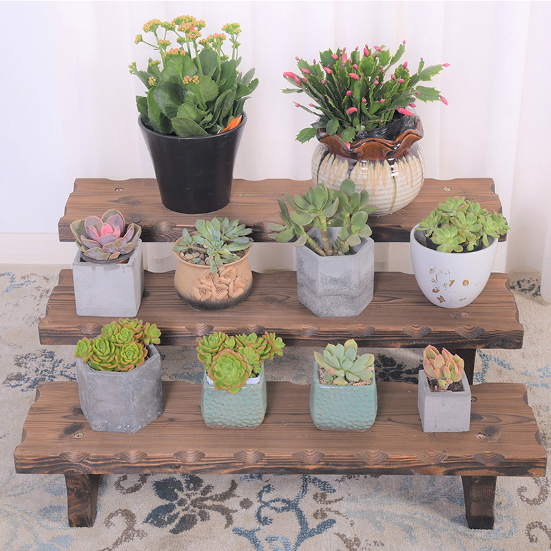 Embalming Wood Balcony Flower Shelf Ladder Single Floor Landing Strip Shelve Multilayer Steps Multi-Meat Outdoor Stools