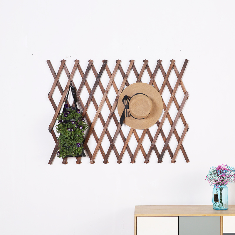 Solid wood telescopic anti-corrosive wood fence grid climbing rattan frame wall-mounted patch wall outdoor fence fence Interior decoration fence