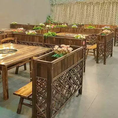 Dining room partition flower rack Isolation living room Hotel coffee outdoor anti-corrosion wood flower trough Balcony decoration fence flower box