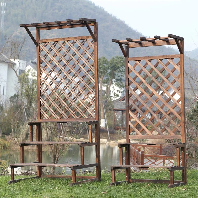 Multi-layer flower frame ladder assembly anticorrosive wood garden hanging orchid climbing rattan frame grid floor staircase multi-layer bracket