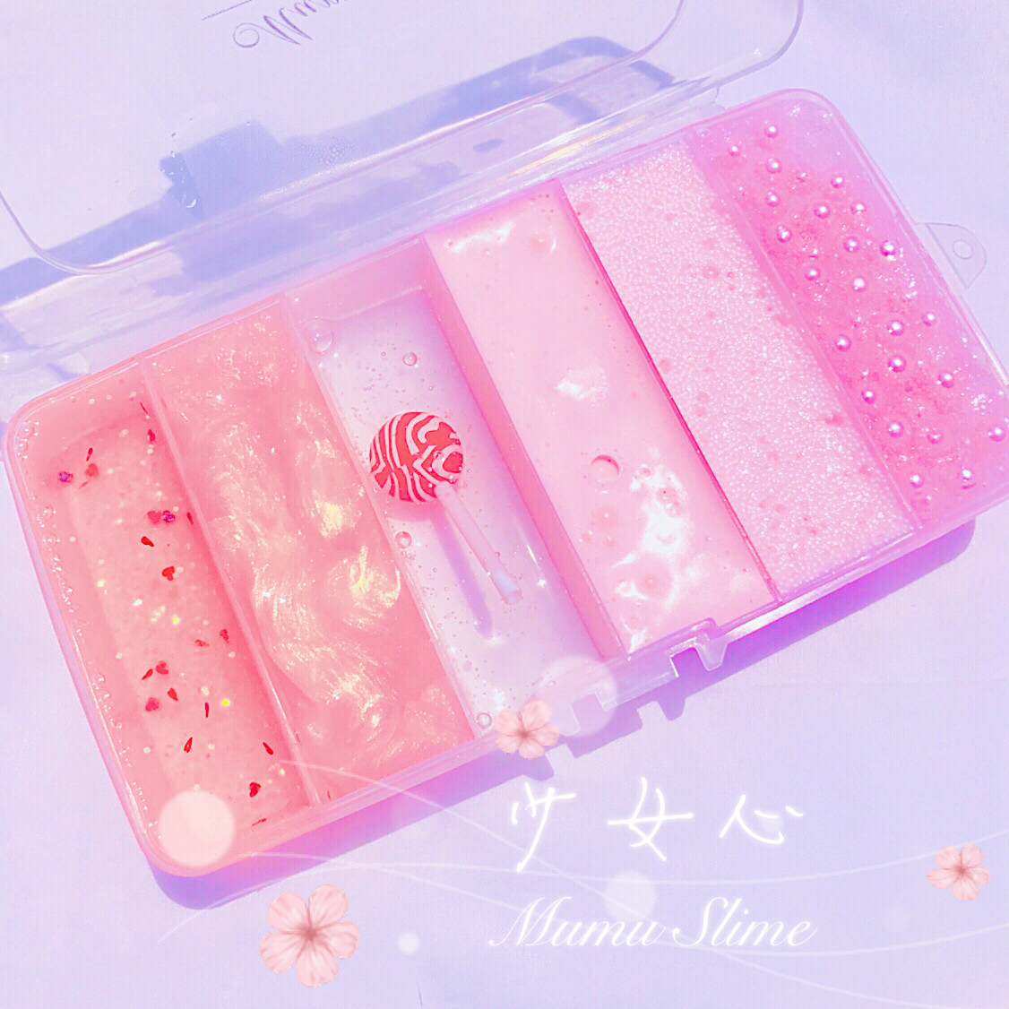 Wood slime custom girl heart six grid mud crystal foaming gum color mud must buy decompression mud non-toxic children