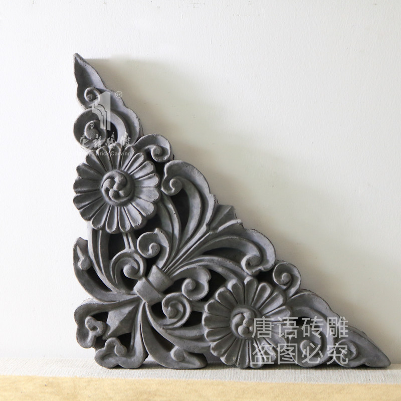 Tango Chrysanthemum Corner Flowers Four Corners Decorated Brick Sculptures Antique Photos Wall Right Angle Background Wall Trim Green Brick Building Materials