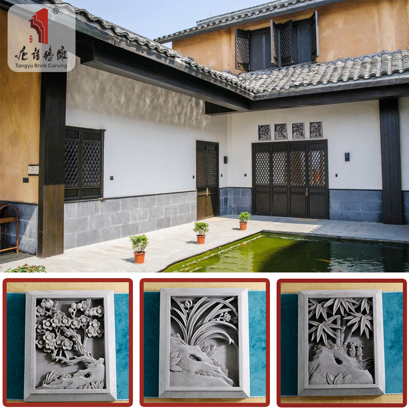 Tang language brick carving 24 x 30cm door head decoration embossed door building decoration emblems antique brick sculpted wall wall Chinese style