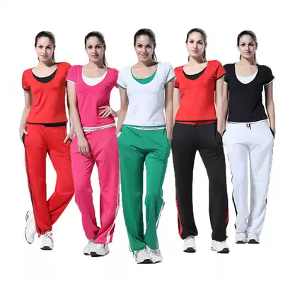 Lu Yifan yoga short-sleeved fitness women's suit square dance suit large size loose thin sports running sportswear