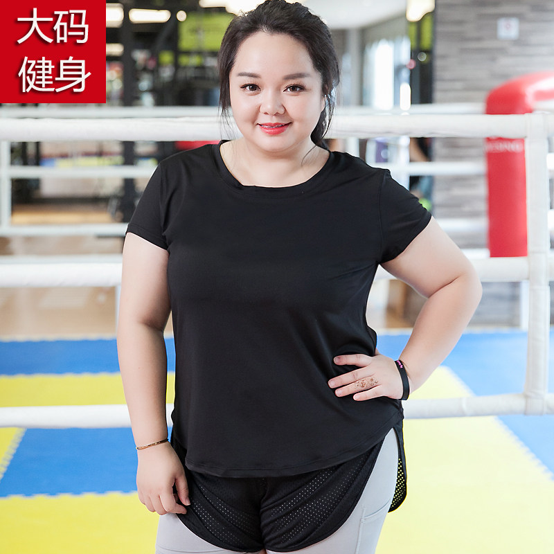 Large Size Code Speed Dry Short Sleeves Women Fat Mm Gym Gym Yoga Clothes Fitness Suit Breathable Mesh T-shirt Fitness Bike Clothing
