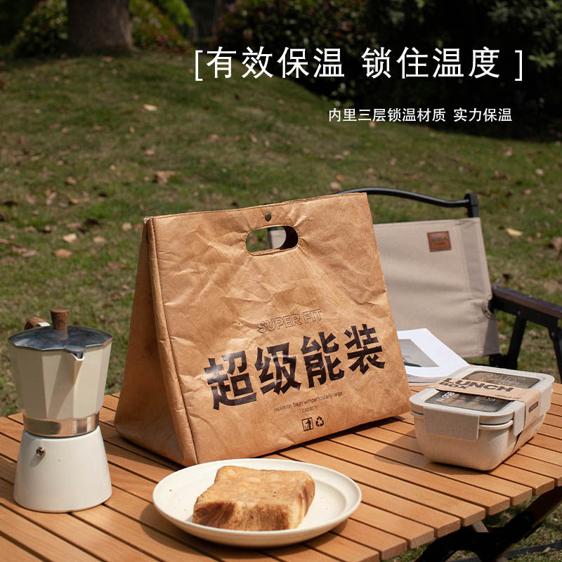 Tyvek Insulated Lunch Bag, Portable Bento Box and Thermal Food Tote - Thumbnail 6
