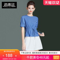 Shorts Set Women Summer 2021 Haiqing Blue Womens New Temperament Age Blouse Casual Pants Two Piece 55585